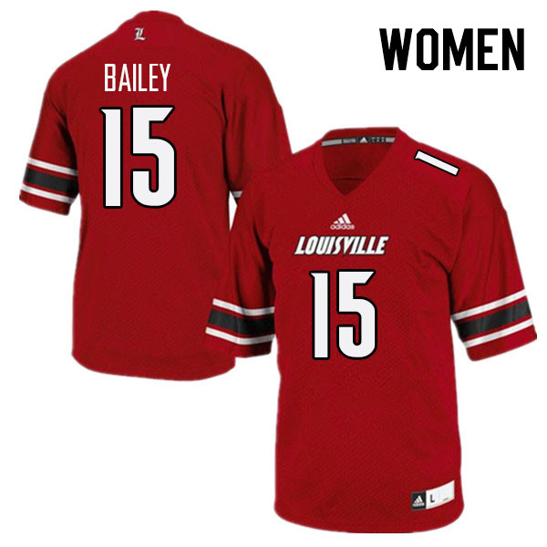 Women #15 Harrison Bailey Louisville Cardinals College Football Jerseys Stitched Sale-Red
